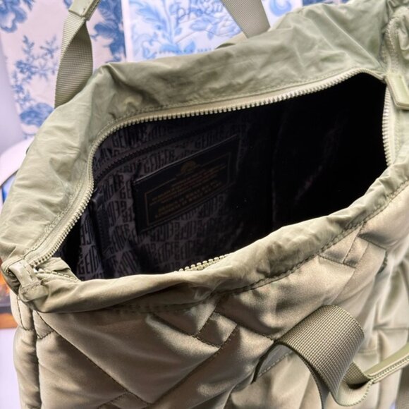 🆕 KURT GEIGER LONDON 🧿 NWOT Large Green Recycled Nylon Quilted Tote Bag - Picture 10 of 15